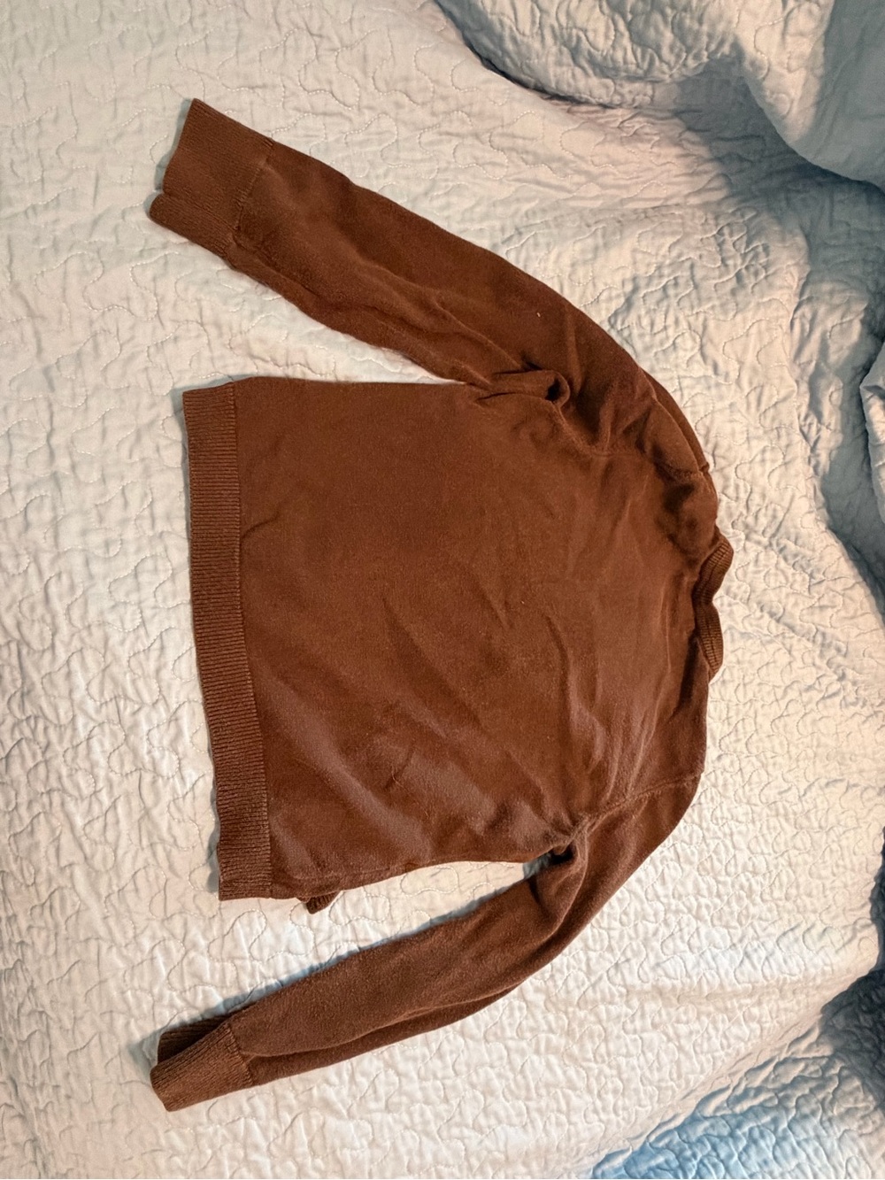 Lands' End Brown Ruffle-Front Cardigan - Picture 2 of 3